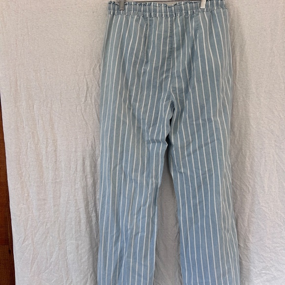 Chambray Striped Blue wide leg pants. - Picture 3 of 5